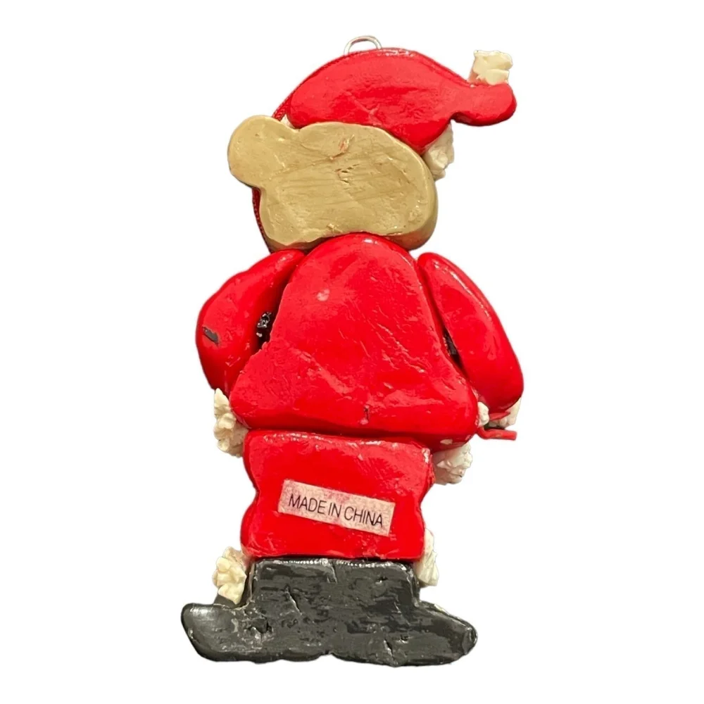 Vintage Santa Teddy Bear Christmas Ornament Holiday Tree Decor Very Good